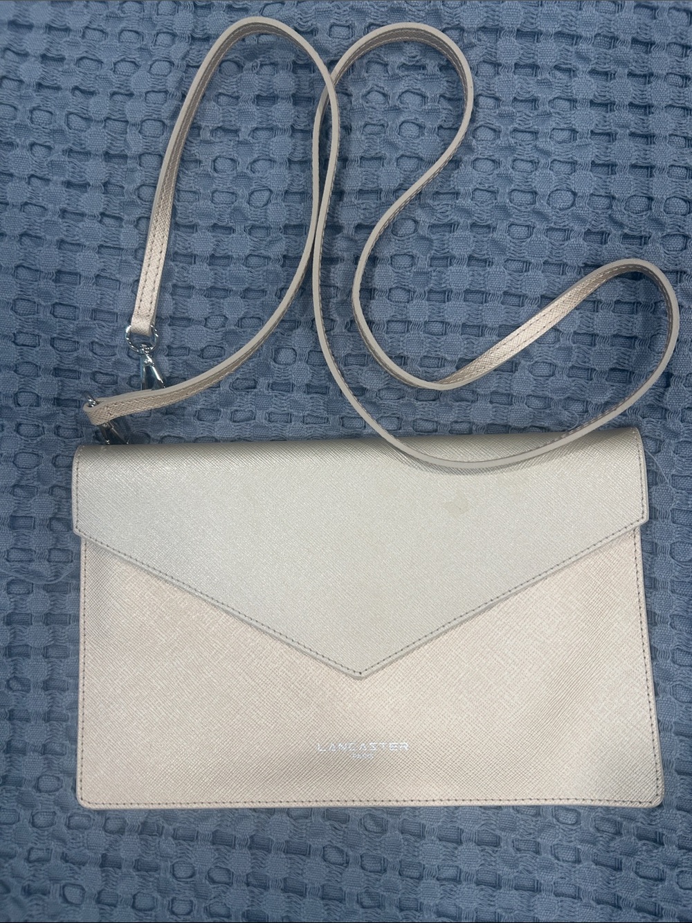 Lancaster Metallic Cream Envelope Crossbody Bag